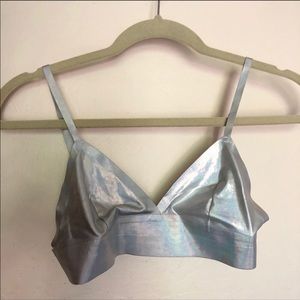 holographic silver metallic bralette